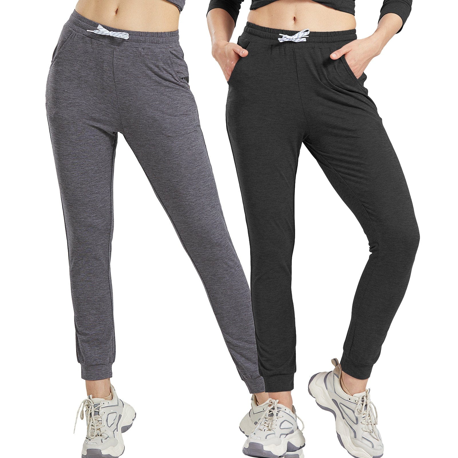 Women's Ultra-soft Workout Sweatpants Joggers with Pockets Women's Train & Active Pants Black Charcoal / S MIER