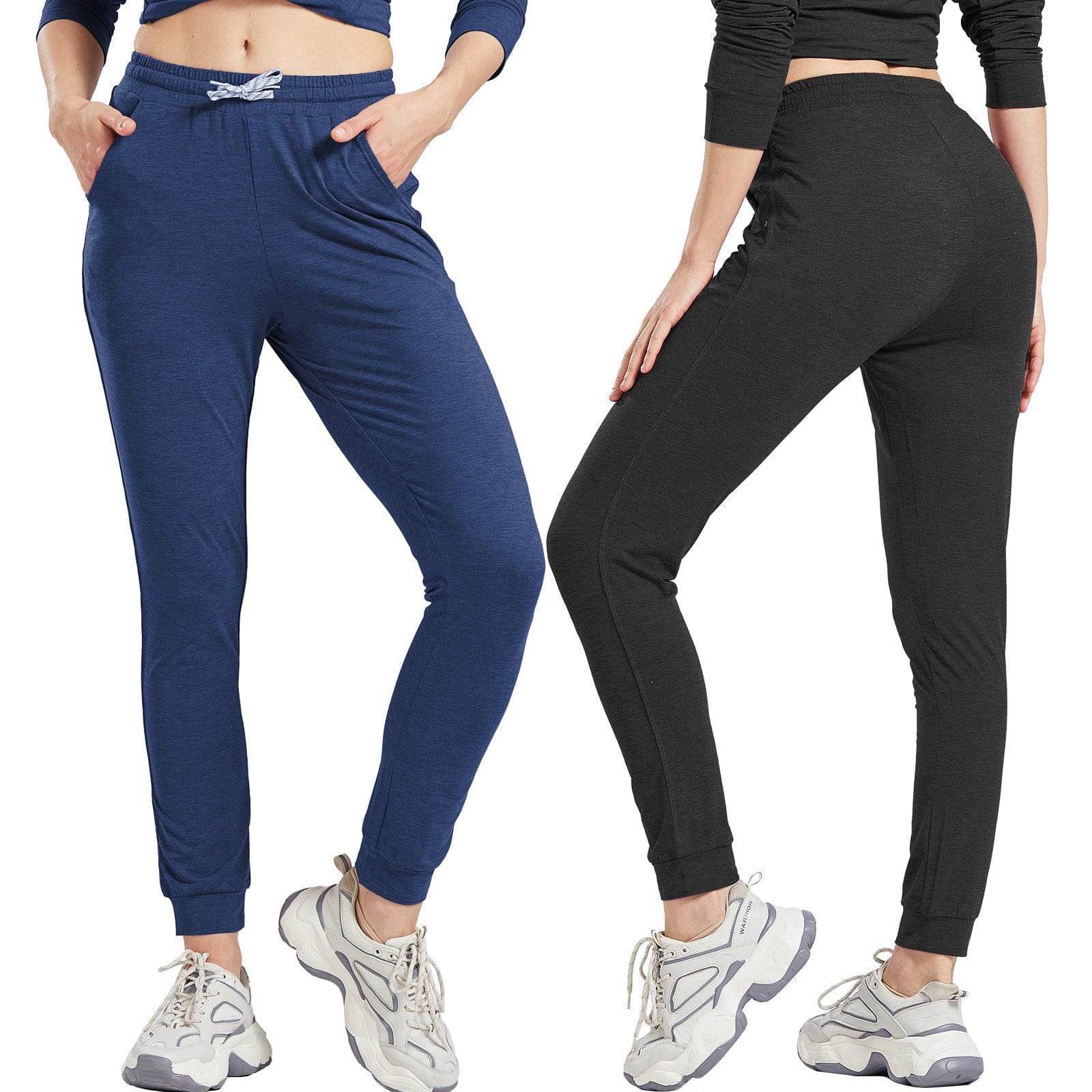 Women's Ultra-soft Workout Sweatpants Joggers with Pockets Women's Train & Active Pants Black Navy / S MIER