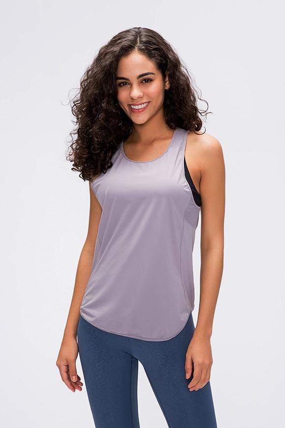MIERSPORT Women's Yoga Shirts Short Sleeve Gym Tank Tops - Lilac / 4