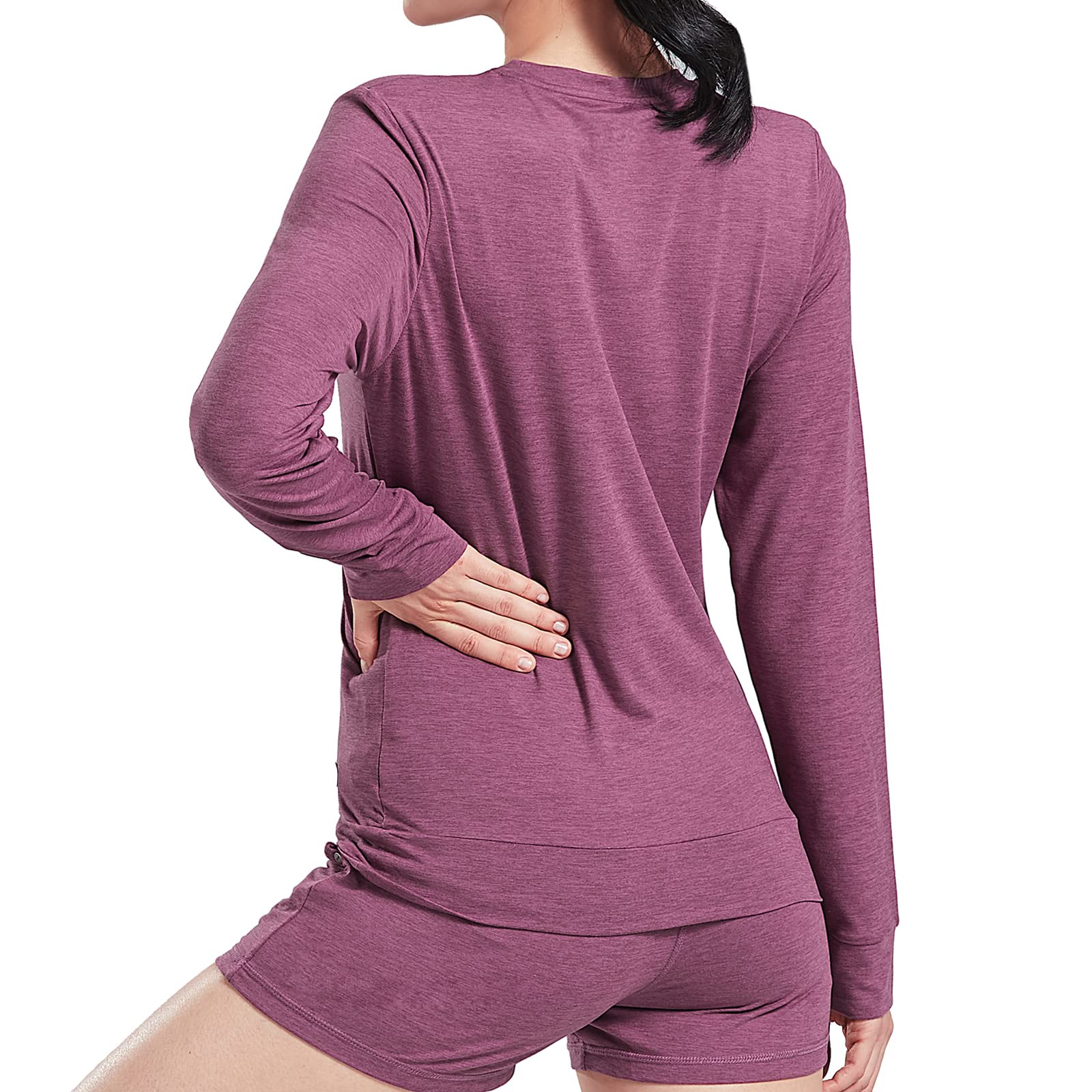 Women Ultra Soft Long Sleeve T-shirts Stretch Athletic Crew Neck Tees Women Active Shirt MIER